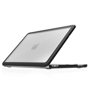 Dux Ultra Case for MacBook Neo Silver With Black Case Rear Left Angle View#color_black