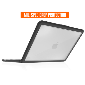 Dux Ultra Case for MacBook Neo Silver Mil-Spec Drop Protection With Black Case Rear Right Angle View#color_black