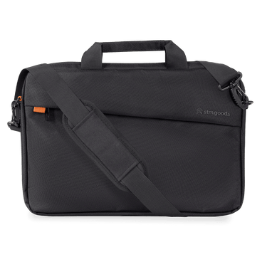 Gamechange Brief for 15" Laptop and 16" MacBook Pro In Black Front View With Strap#color_black*laptop-size_15-laptop-and-16-macbook-pro